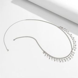 Peora Silver Plated Cubic Zirconia Studded Adjustable Layer Waist Chain Kamarbandh-image-44