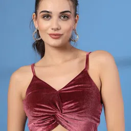 STYLECAST X KASSUALLY Twisted Velvet Blouson Crop Top-picture-8