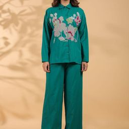 Zolo Label Floral Embroidered Shirt With Trousers-picture-31