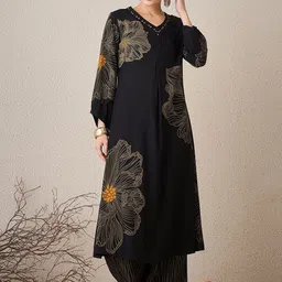Indo Era Floral Printed V-Neck Tunic With Palazzo-image-60