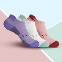 FOOTPRINTS Women Pack Of 3 Patterned Organic Cotton Ankle-Length Socks-55