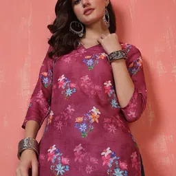 Anouk Rustic Floral Printed V-Neck Straight Kurta-image-95