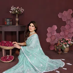 ROOP SUNDARI SAREES Floral Embroidered Satin Heavy Work Saree-picture-47