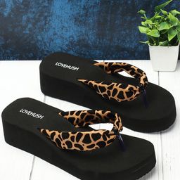 LOVEHUSH Women Printed Canvas Wedge Sandals-image-25