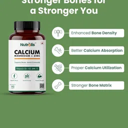 Nutrolis Calcium Magnesium Zinc With Vitamin D3 & K2- 90 Tablets image 4