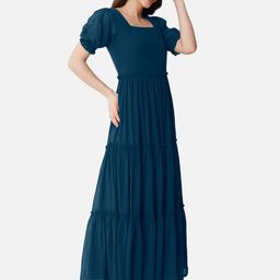 Raiyani Fashion Bell Sleeve Applique Georgette Fit & Flare Maxi Dress-picture-46