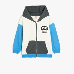 Koton Boys Cotton Hooded Colourblocked Long Sleeves Front-Open Sweatshirt-picture-25