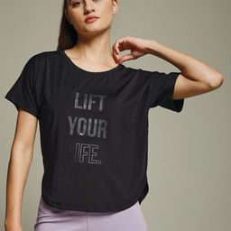 MKH Women Typography Printed Dri-FIT Relaxed Fit T-shirt-picture-1