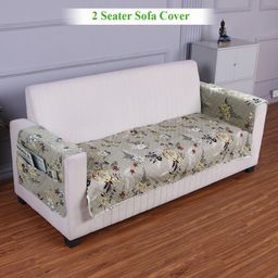 HOKIPO Grey & White Printed Polyester 2 Seater Sofa Cover With Arms-image-102