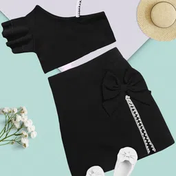 ADDYVERO Girls One Shoulder Short Sleeves Top With Skirt-image-17