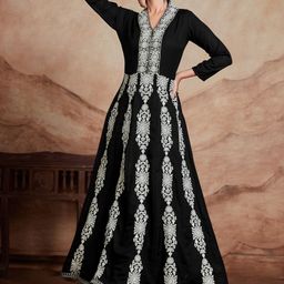 KALINI Rayon Embroidery Work Anarkali Dress-image-49