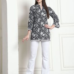 Rajnandini Floral Printed Mandarin Collar Pure Cotton Kurti-picture-44