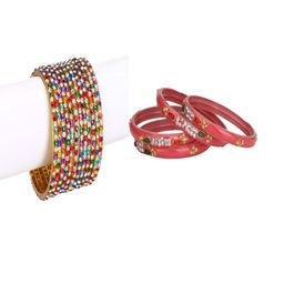 SOMIL Set Of 16 Multi Alloy Artificial Stones and Beads Antique Bangles-image-68