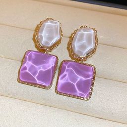 Celestique Korean Enamelled Square Shaped Drop Earrings-image-73