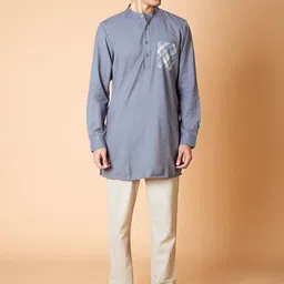 Ekmatra Men Dyed Patchwork Khadi Handloom Kurta-picture-11