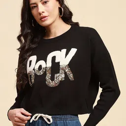 Global Republic Women Typography Embroidered Pullover-image-94