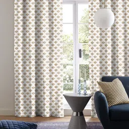 CASABLEU Yellow Set of 2 Geometric Long Door Curtain-3