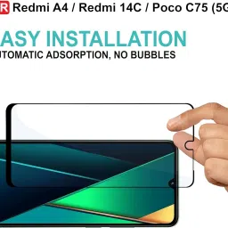 EITANSHA CREATION Edge To Edge Tempered Glass for Redmi A4 5G, Redmi 14C 5G, POCO C75 5G, POCO M7 5G, POCO C71 image 3