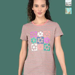 Dollar Pack Of 3 Women Graphic Printed Round Neck Cotton T-shirts-image-46