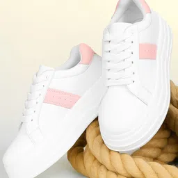 Roadster Women White And Pink Colourblocked Sneakers-picture-40