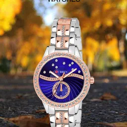 Curren Women Brass Embellished Dial Reset Time Around Straps Analogue Watch CR-1342-TT-BL-image-71