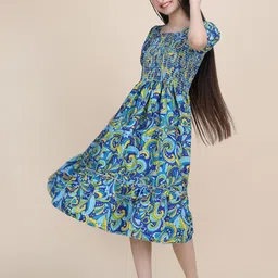 DEKLOOK Girls Abstract Printed Fit & Flare Midi Dress-picture-18