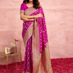 Blissta Woven Design Zari Silk Blend Banarasi Saree-image-49