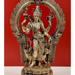Exotic India Gold-Toned & Black Lord Ardhanarishvara Brass Idol Showpiece-56