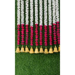 Sellplus 10Pcs White & Red Textured Mogra Torans-16