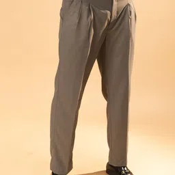Hidden Loops Men Smart Loose Fit Pleated Naples Formal Trousers-image-81