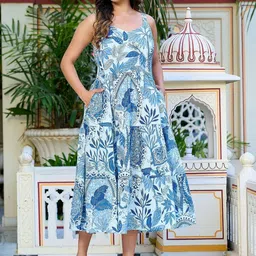 SZN Women Printed Fit & Flare Shoulder Strap Midi Dress-picture-46