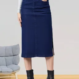 all about you Denim A-Line Midi Skirt-image-35