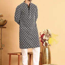 Anouk Men Floral Embroidered Regular Sequinned Kurta with Pyjamas-55