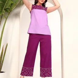 DEEBACO Embroidered Cotton Top With Trousers Co-Ords-image-72