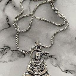 Estele Unisex Rhodium-Plated Contemporary Oxidised Pendant With Chain-image-94