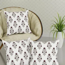 Trance Home Linen Purple & White Set of 3 Floral Square Cushion Covers-image-70