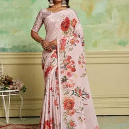 KAYOMMI Floral Printed Pure Crepe Saree-picture-3