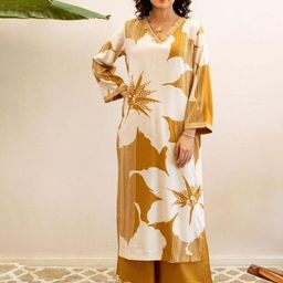 Anouk Women Floral Printed V-Neck Regular Kurta with Palazzos-picture-8