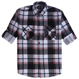 CAVIO Boys Comfort Spread Collar Tartan Checked Cotton Casual Shirt-image-42
