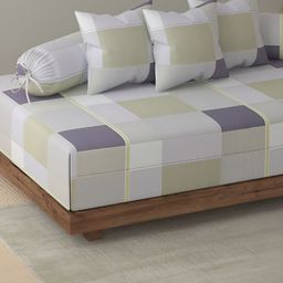 swayam SWAYAMSet Of 6 Grey & White Checked Cotton Diwan Set image 4