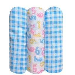 Trance Home Linen 
Numeric & Checks Large Size Set of 3 Cotton Baby Swaddle Wrap image 4