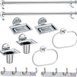 Soap Case, Toothbrush Holder, Ring, Rack & Cloth Hanger 24 inch 2 Bar Towel Rod-image-11