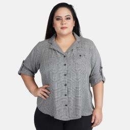 Women Regular Fit Checkered Spread Collar Casual Shirt-picture-18
