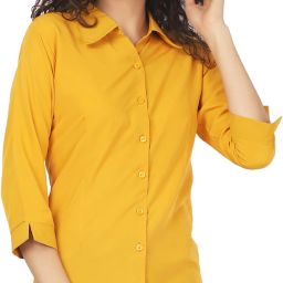 Women Regular Fit Solid Cut Away Collar Formal Shirt-image-85