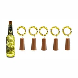 SPARK WORLD 5-Pcs Yellow Rice Shaped Cork Fairy String Lights image 4