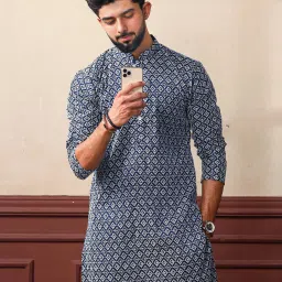 Men Printed Khadi Silk Straight Kurta-image-19