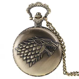 24x7eMall House Stark Game Of Thrones Premium Watch Pendant / Pocket Watch 4.5 cms Diameter House Stark Game Of Thrones Premium Watch Pendant / Pocket Watch 4.5 cms Diameter antique bronze Pocket Watch Chain-image-3