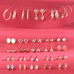 Zaveri Pearls Set of 25 Gold Plated Studs Earrings-8