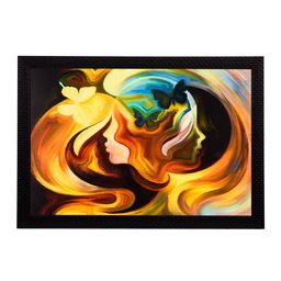 eCraftIndia Multicoloured Women Face Abstract Satin Matt Texture Framed Artwork-10
