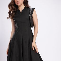 Stylecast X Hersheinbox Paneling Cap Sleeves Flared Hem A-Line Dress-image-50